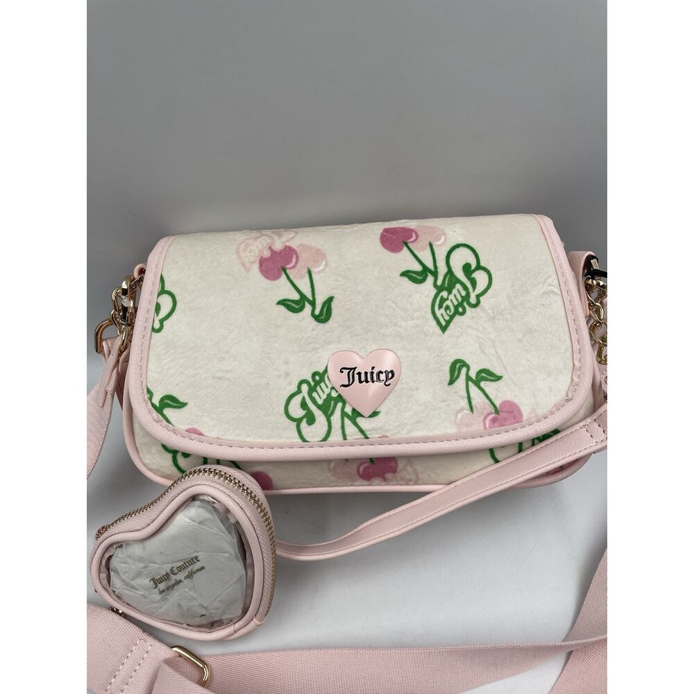 Juicy Couture Retro Cherry Crossbody Shoulder Bag Cream Multi 🩷 Pink Y2K 🍒